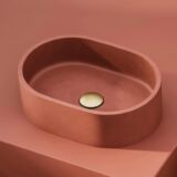 HIB Entro VB40BRE Entero 40cm Pill Shape Concrete Vessel Basin Brick Red - lifestyle image