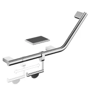 HIB Angled Grab Bar with Toilet Roll Holder and Shelf with Anti-Slip Mat