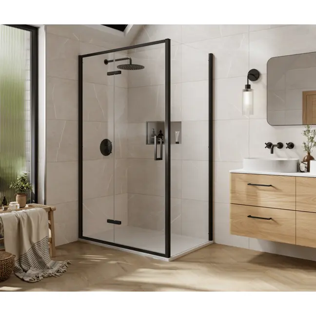 Merlyn 6 Series Sleek | Hinge Door & Inline Panel | with Optional Side Panel
