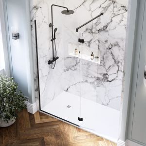 Image Showers i9 Wetroom Shower Screen with 300mm Hinged Flipper Panel